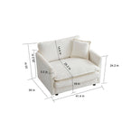 Fauteuil d'appoint en chenille blanche avec pouf, fauteuil modulaire 1 place pour salon et chambre à coucher