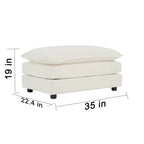 Fauteuil d'appoint en chenille blanche avec pouf, fauteuil modulaire 1 place pour salon et chambre à coucher