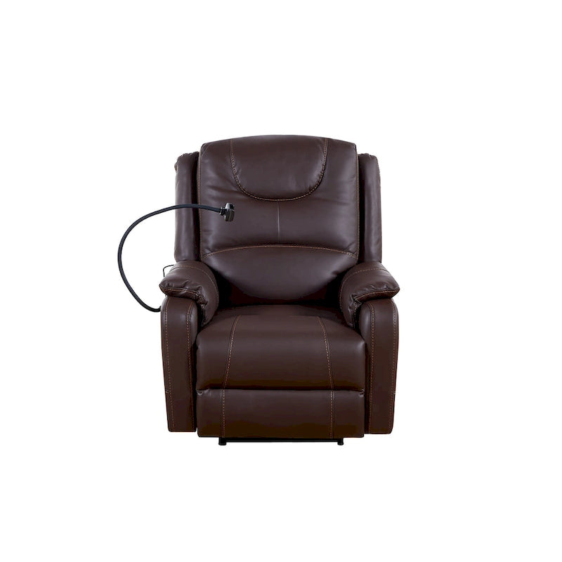 Fauteuil inclinable individuel en similicuir marron avec massage, chauffage et port USB