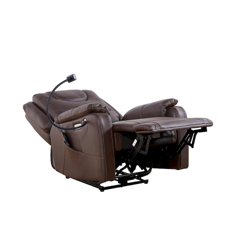 Fauteuil inclinable individuel en similicuir marron avec massage, chauffage et port USB