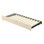 Lit de jour capitonné en velours beige avec lit gigogne relevable, jumeau à grand lit, 1–2 places