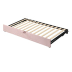 Lit de jour capitonné en velours beige avec lit gigogne relevable, jumeau à grand lit, 1–2 places