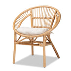 Chaise de salle à manger en rotin blanc et marron naturel, style bohème, 1 place