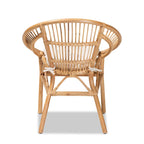 Chaise de salle à manger en rotin blanc et marron naturel, style bohème, 1 place