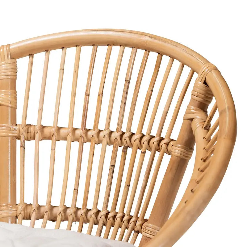 Chaise de salle à manger en rotin blanc et marron naturel, style bohème, 1 place