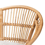 Chaise de salle à manger en rotin blanc et marron naturel, style bohème, 1 place