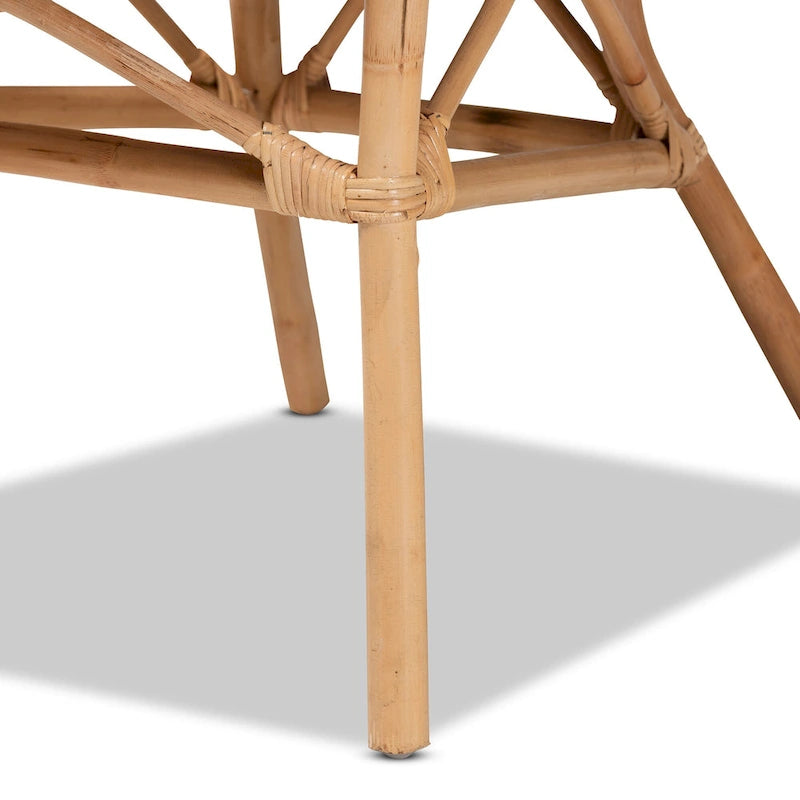 Chaise de salle à manger en rotin blanc et marron naturel, style bohème, 1 place