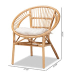 Chaise de salle à manger en rotin blanc et marron naturel, style bohème, 1 place
