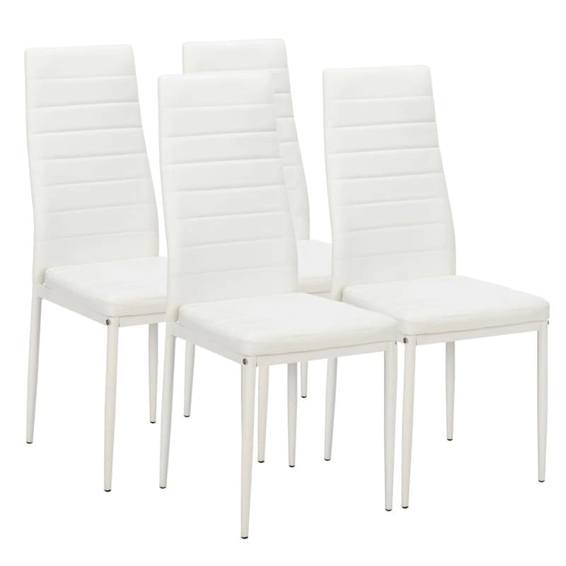 Chaises de salle à manger hautes en PU blanc/noir, lot de 4