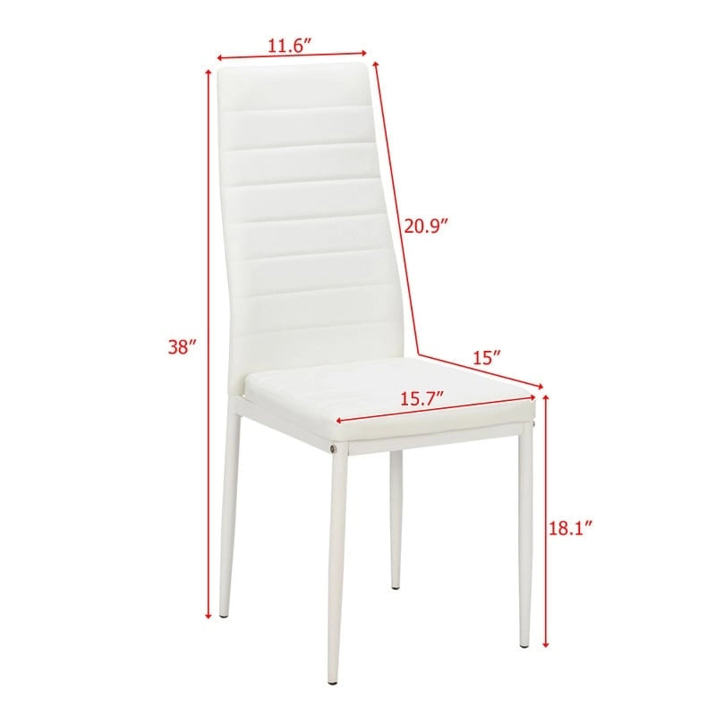 Chaises de salle à manger hautes en PU blanc/noir, lot de 4