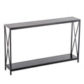 Console étroite avec cadre en croix en fer – Noir/Gris