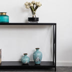 Console étroite avec cadre en croix en fer – Noir/Gris