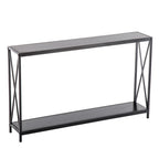 Console étroite avec cadre en croix en fer – Noir/Gris