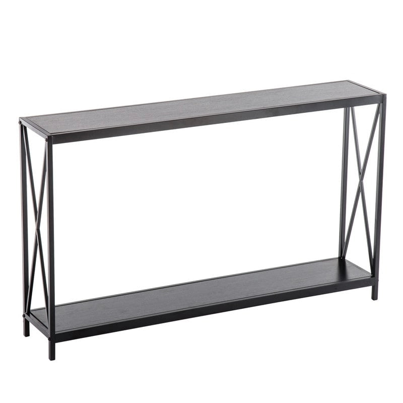 Console étroite avec cadre en croix en fer – Noir/Gris