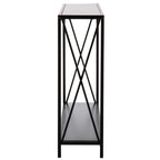 Console étroite avec cadre en croix en fer – Noir/Gris