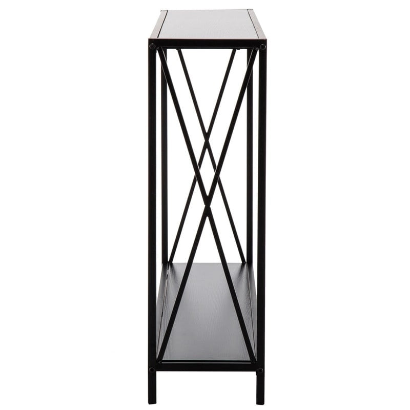 Console étroite avec cadre en croix en fer – Noir/Gris