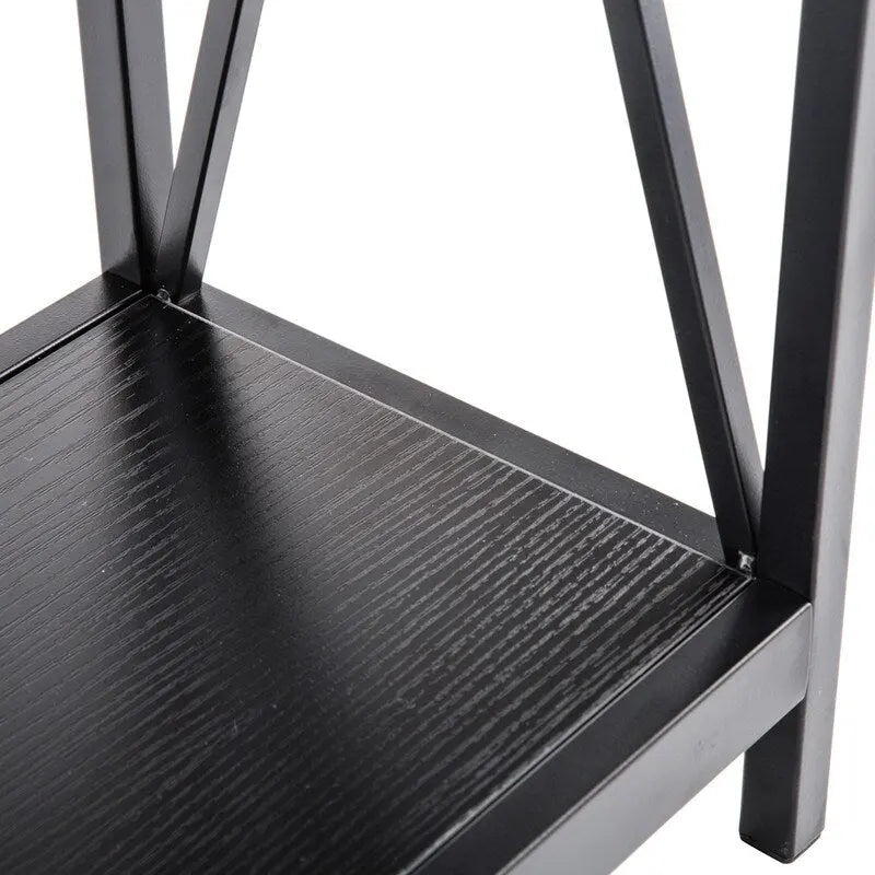 Console étroite avec cadre en croix en fer – Noir/Gris