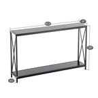 Console étroite avec cadre en croix en fer – Noir/Gris