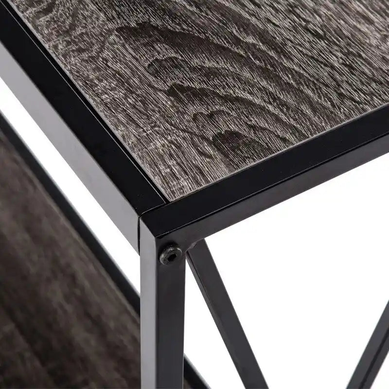 Console étroite avec cadre en croix en fer – Noir/Gris