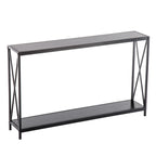Console étroite avec cadre en croix en fer – Noir/Gris