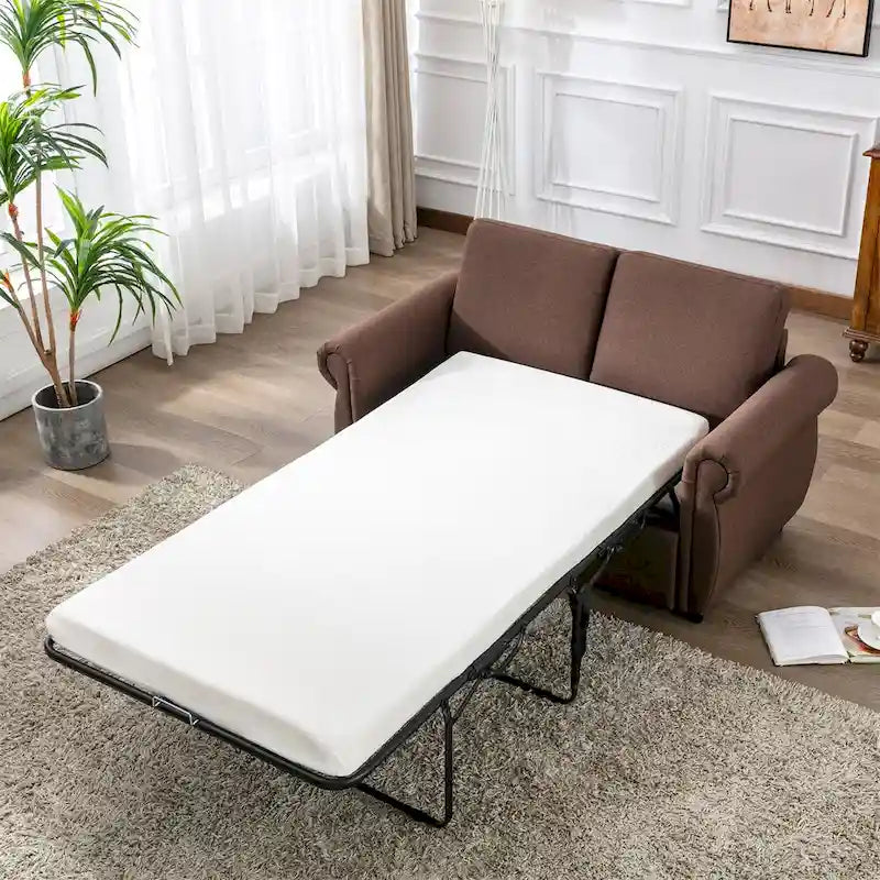 Canapé-lit convertible 2 places gris/marron avec matelas en mousse à mémoire de forme
