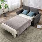 Canapé-lit convertible 2 places gris/marron avec matelas en mousse à mémoire de forme