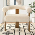 Fauteuil d'appoint en bouclette beige, dossier ouvert incurvé, une place