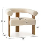 Fauteuil d'appoint en bouclette beige, dossier ouvert incurvé, une place