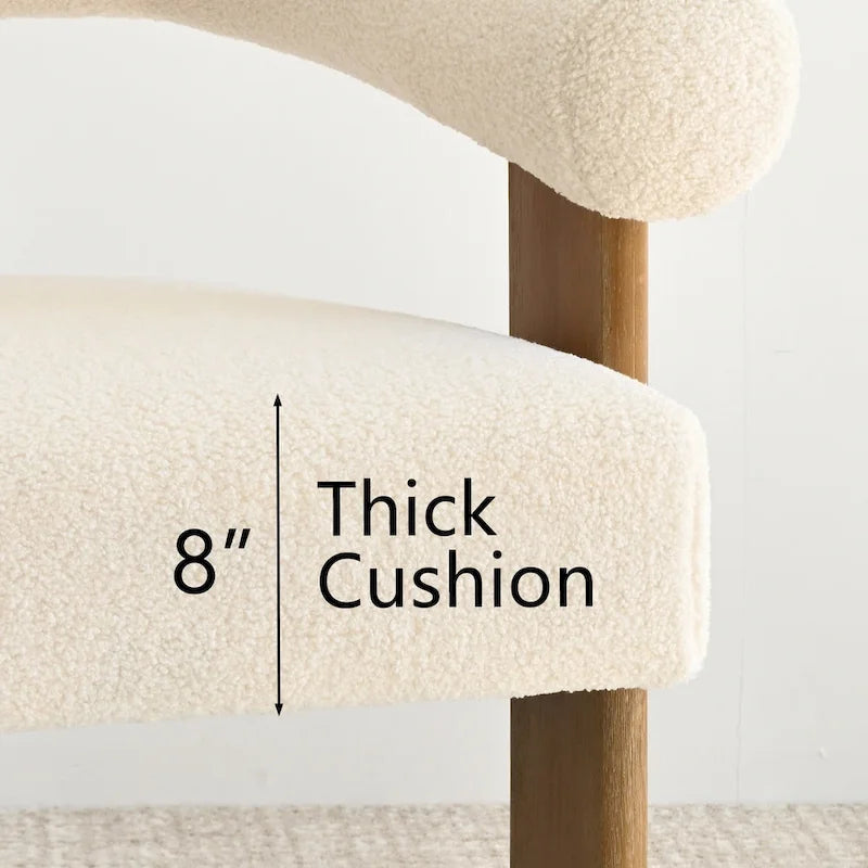Fauteuil d'appoint en bouclette beige, dossier ouvert incurvé, une place