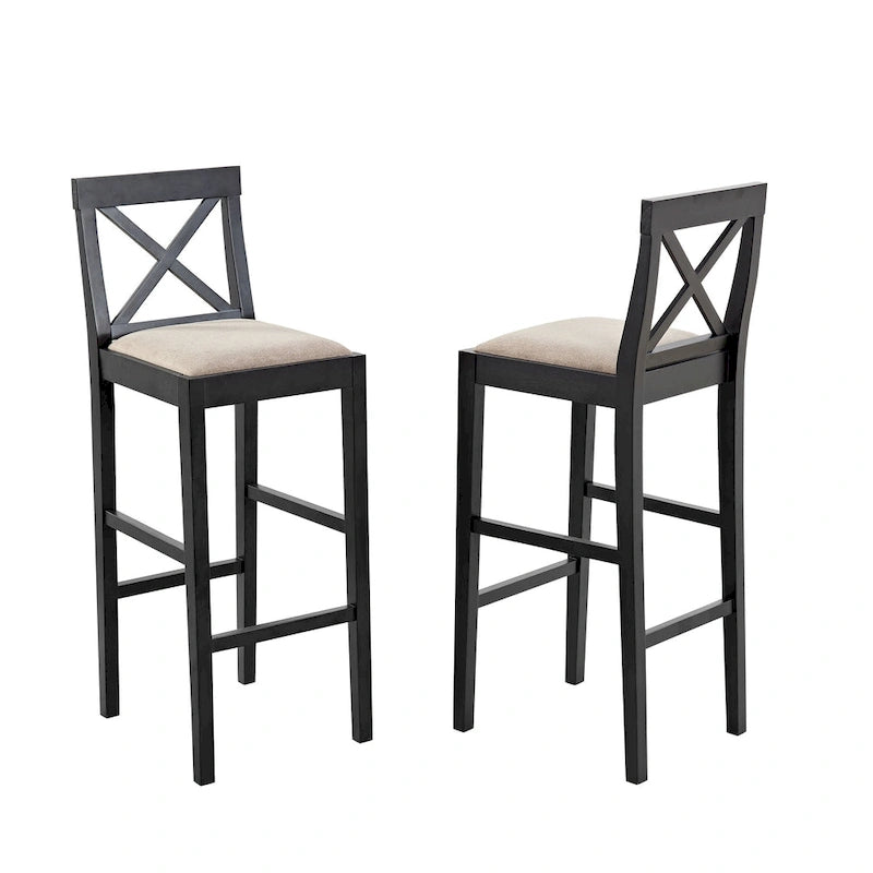 Table de bar ronde 2 personnes en bois naturel avec repose-pieds