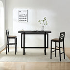 Table de bar ronde 2 personnes en bois naturel avec repose-pieds