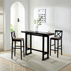 Table de bar ronde 2 personnes en bois naturel avec repose-pieds
