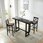 Table de bar ronde 2 personnes en bois naturel avec repose-pieds