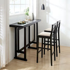 Table de bar ronde 2 personnes en bois naturel avec repose-pieds