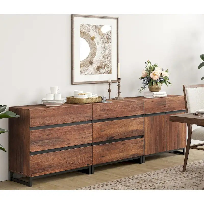 Meuble TV et armoire de rangement modernes marron avec tiroirs