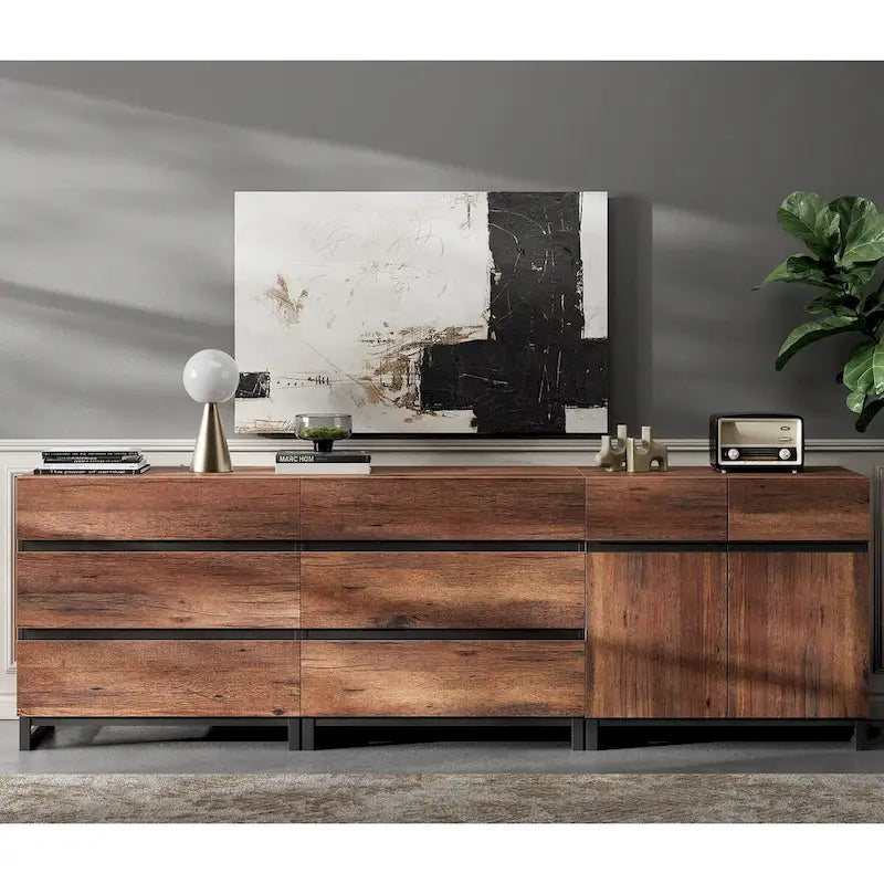 Meuble TV et armoire de rangement modernes marron avec tiroirs