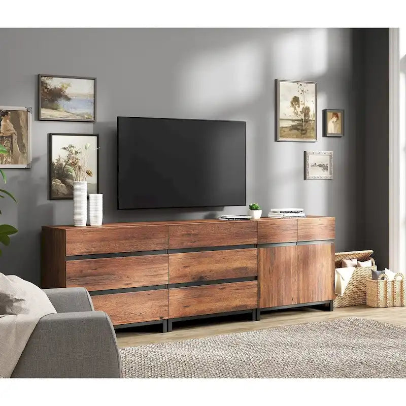 Meuble TV et armoire de rangement modernes marron avec tiroirs