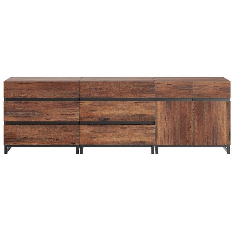 Meuble TV et armoire de rangement modernes marron avec tiroirs