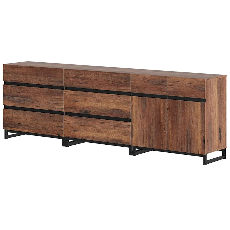 Meuble TV et armoire de rangement modernes marron avec tiroirs