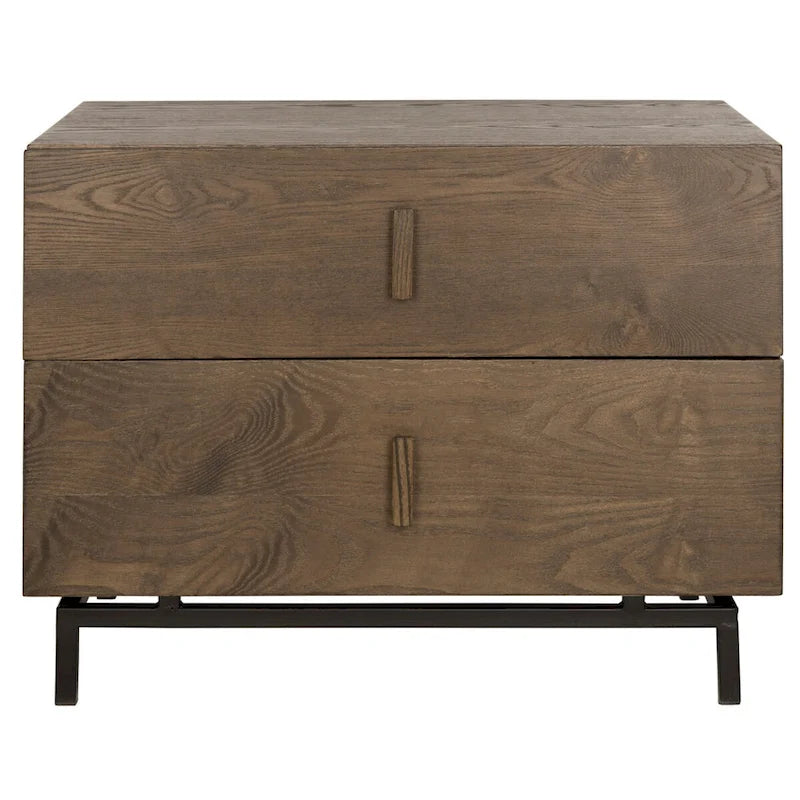 Meuble de rangement 2 tiroirs marron foncé/gris avec cadre noir