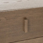 Meuble de rangement 2 tiroirs marron foncé/gris avec cadre noir