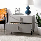 Meuble de rangement 2 tiroirs marron foncé/gris avec cadre noir