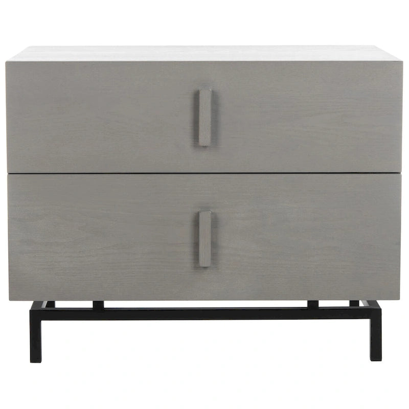 Meuble de rangement 2 tiroirs marron foncé/gris avec cadre noir