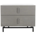 Meuble de rangement 2 tiroirs marron foncé/gris avec cadre noir