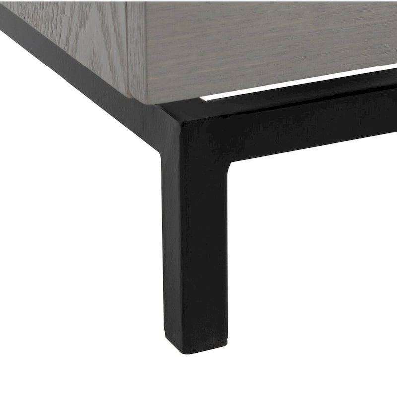 Meuble de rangement 2 tiroirs marron foncé/gris avec cadre noir