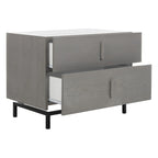 Meuble de rangement 2 tiroirs marron foncé/gris avec cadre noir