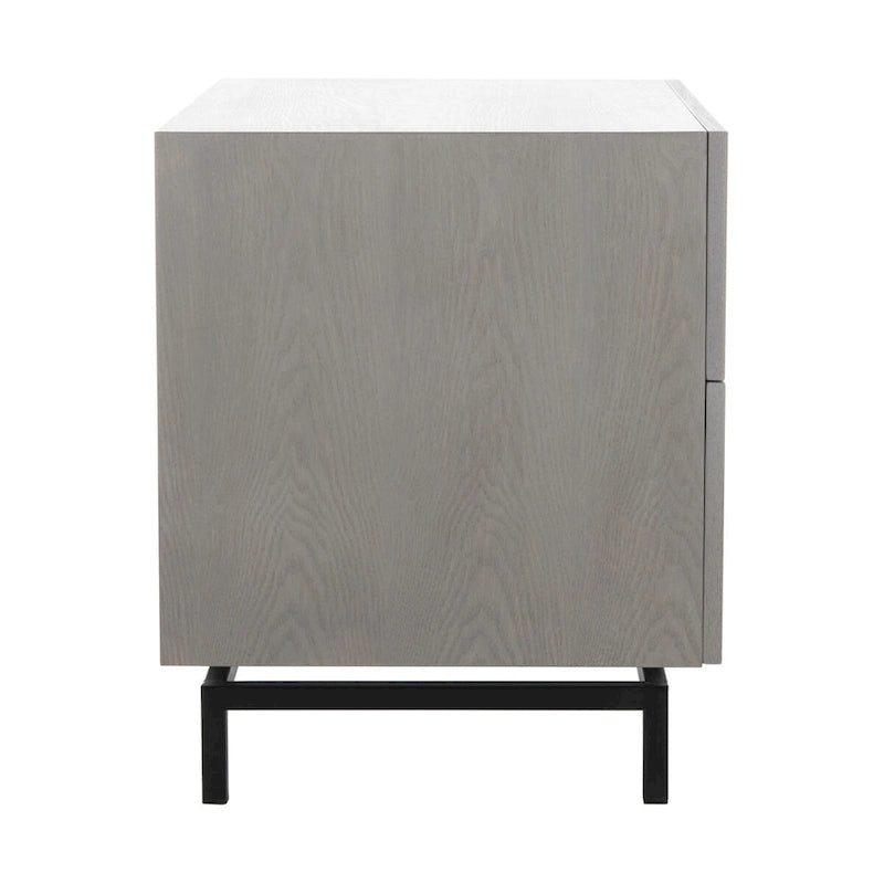 Meuble de rangement 2 tiroirs marron foncé/gris avec cadre noir