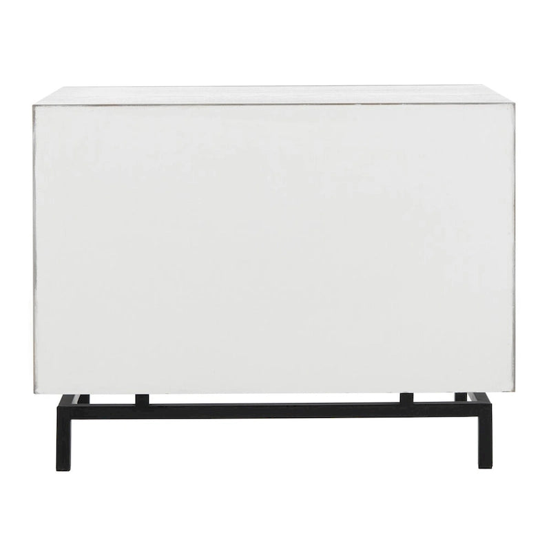 Meuble de rangement 2 tiroirs marron foncé/gris avec cadre noir