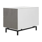 Meuble de rangement 2 tiroirs marron foncé/gris avec cadre noir