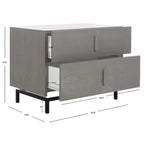 Meuble de rangement 2 tiroirs marron foncé/gris avec cadre noir
